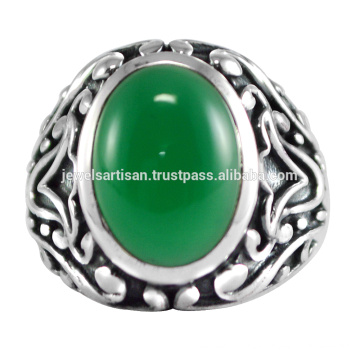 Green Onyx Gemstone 925 Solid Silver Ring Jewelry